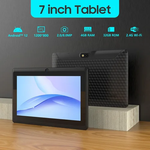Vista 3 de ZZB Tablet 7 pulgadas Android Tablets 4GB RAM 32GB Almacenamiento 1024GB SD Expansión Tablets PC, Procesador Quad-core 1024x600 IPS HD Pantalla