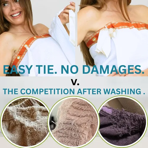 Vista 3 de UWRAPT Toalla para mujer, cierre de lazo, sin ganchos ni broches, 100% algodón, absorbente para spa, ducha, baño, piscina