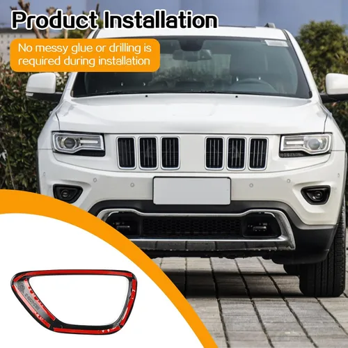 Vista 5 de Hoolcar Cubierta de faros antiniebla delanteros, marco de repuesto compatible con Jeep Grand Cherokee 2014-2016, color negro