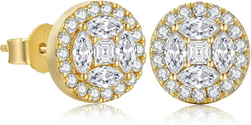 Vista 12 de KRKC&CO Earrings Stud for Men, Silver Post Square Earrings 2-Dorado-b