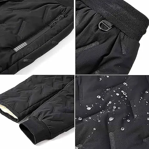 Vista 5 de KCRPM Pantalones deportivos unisex con forro polar de lana de cordero, pantalones deportivos gruesos y cálidos resistentes al agua