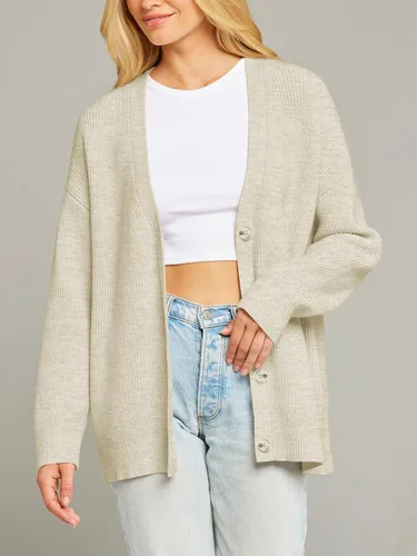 Vista 4 de MEROKEETY Suéteres tipo cárdigan para mujer 2023 para otoño, frente abierto, botones de gran tamaño, cuello en V, suelto, tejido suave