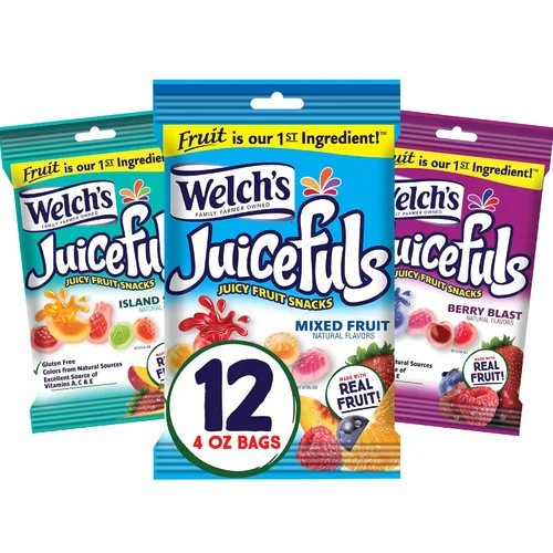Vista 13 de Welch's Juicefuls - Bocadillos de frutas jugosas, salpicaduras de isla, sin gluten, bolsas de tamaño compartido de 4 onzas (paquete de 3)