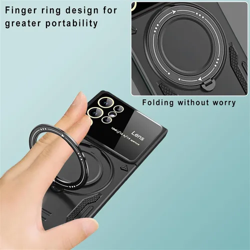 Vista 6 de Funda para Samsung Galaxy S22 Ultra con protector de lente de cámara, [compatible con MagSafe] con función atril protección de grado militar a
