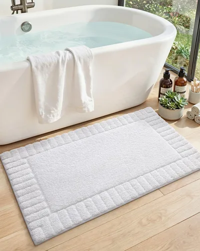 Vista 9 de DEXI - Alfombras de baño de 16"x24", alfombras antideslizantes para el suelo del baño, alfombra de baño ultrasuave y absorbente para la ducha, Beige
