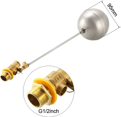Vista 2 de uxcell Válvula de flotador de agua G1/2 DN15 Sensor automático de válvula de bola de flotador para bomba de tanque de agua 304 bola de acero