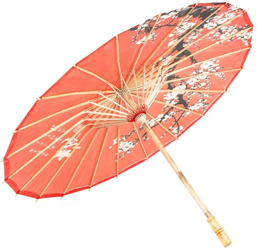 Vista 4 de Asian Home Paraguas aceitado chino hecho a mano impermeable del paraguas de papel 33" flor del ciruelo