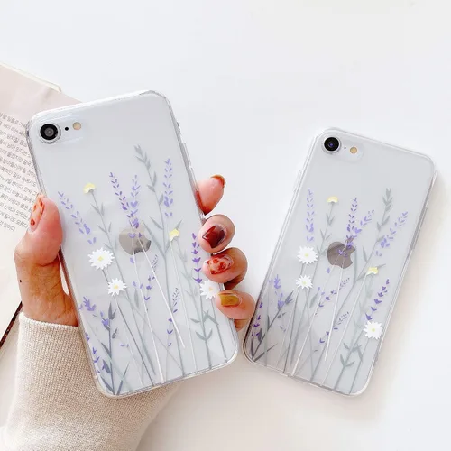 Vista 2 de Funda compatible con iPhone 6/6s para niñas y mujeres, elegante funda de protección de gel de goma TPU transparente suave y transparente para iPhone