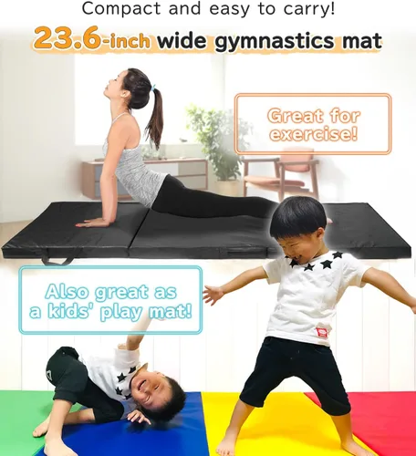 Vista 2 de KaRaDaStyle Tapete de gimnasia plegable y elástico de 71 x 24 x 2 pulgadas, para entrenamiento muscular, para niños, para yoga, deportes