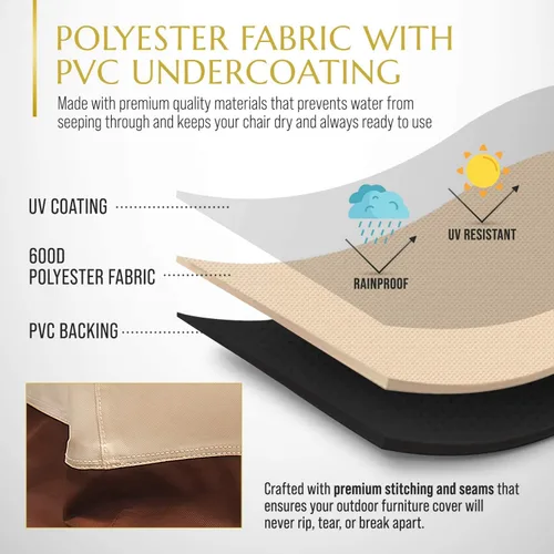 Vista 3 de Funda para muebles de patio, funda impermeable para sofá y sofá biplaza, poliéster resistente con revestimiento UV, fundas para muebles de exterior