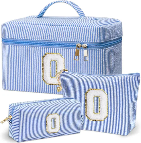 Vista 52 de Bolsa de maquillaje Adoryoung 3 piezas rosa+azul, Azul, A