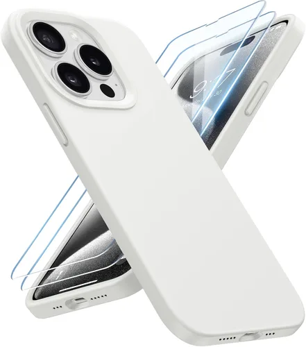 Vista 26 de Funda de silicona líquida delgada para iPhone 15 Pro, funda protectora a prueba de golpes de 6.1 pulgadas, protección antiarañazos contra caídas