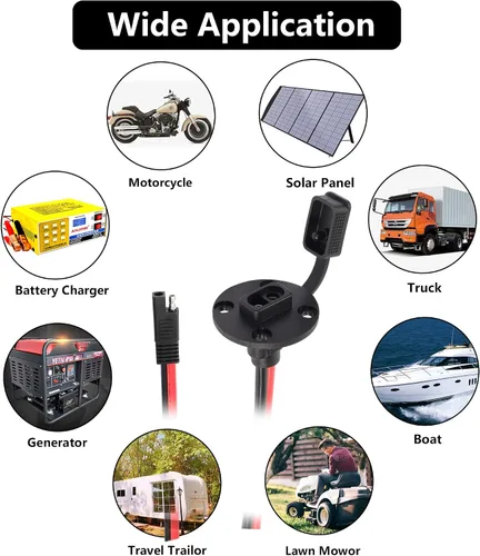 Vista 7 de CERRXIAN Cable solar de panel de montaje empotrado SAE de 1.0 ft 10 awg y cable de extensión de puerto de pared lateral SAE a SAE de conexión rápida