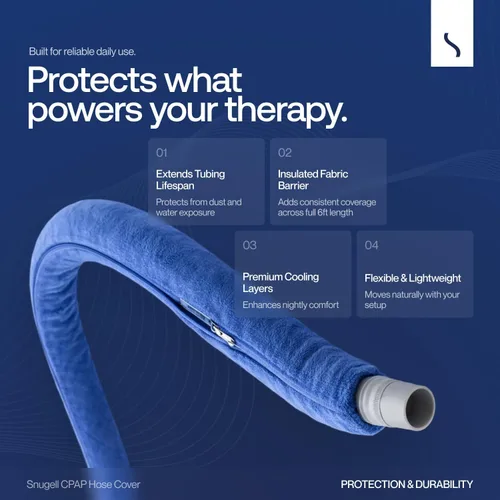 Vista 5 de Snugell Funda para manguera CPAP – Envoltura de tubo de 6 pies en azul – Compatible con ResMed, Fisher & Paykel y otras marcas – Cubierta de tubo