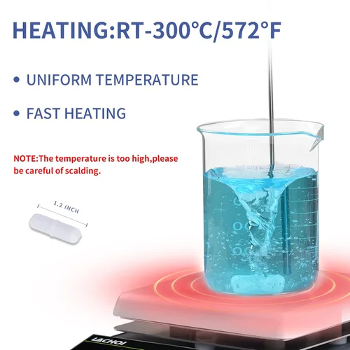 Vista 3 de Agitador Magnético Placa Caliente de 15 cm 200-1600RPM Temp. Máx. 300℃/572°F Placa de Agitación Magnética Capacidad Máx. 5L Agitadores