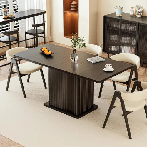 Vista 3 de Mesa de comedor extensible para cocina de 4-6, 47-65 pulgadas, mesa de comedor rectangular con 2 puertas, gran almacenamiento, muebles modernos