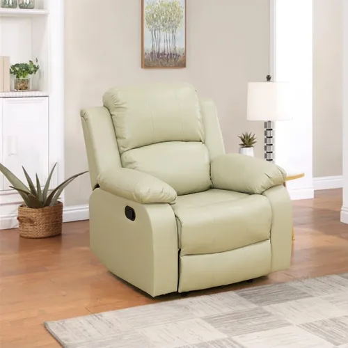 Vista 50 de Sofá reclinable manual, sofá reclinable de lujo de 3 plazas, sofá reclinable con portavasos y mesa de café, sofá de cuero sintético para sala