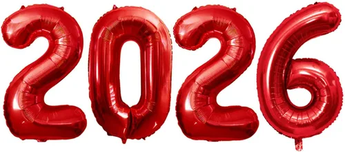 Vista 29 de GOER Globos de papel de aluminio 2026 para fiesta de Año Nuevo, suministros de fiesta, decoraciones de graduación (negro, 16 pulgadas)