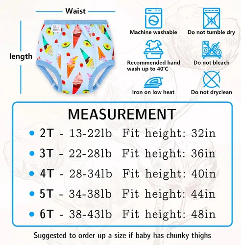 Vista 6 de Max Shape 4 paquetes de ropa interior de entrenamiento para niñas con capa absorbente de cena, pantalones reutilizables de entrenamiento para el Dona