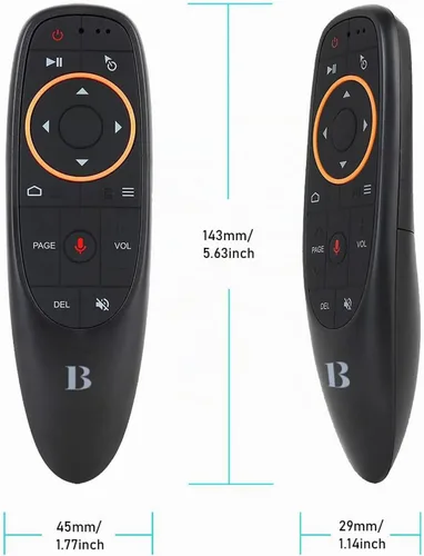 Vista 8 de BL Control remoto de mouse de aire, control remoto por voz 2.4G RF inalámbrico con giroscopio de 6 ejes IR aprendizaje, USB Air Mouse remoto