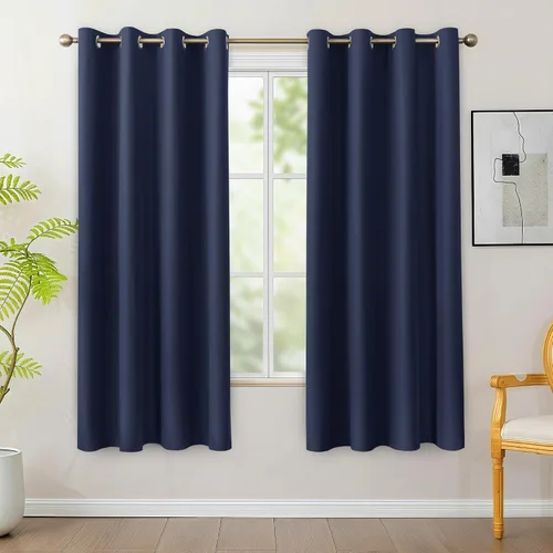 Vista 23 de BONZER - Juego de 4 paneles de cortinas 100% opacas, cortinas de ventana con aislamiento térmico y bloqueo de luz, de 63 pulgadas de largo, cortina