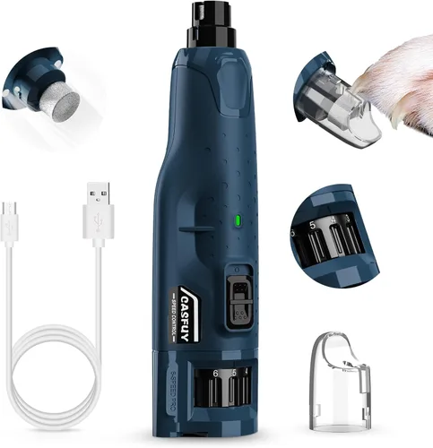 Vista 9 de Casfuy Molinillo de uñas para perro silencioso - (45db) Pulidora de uñas para mascotas de 6 velocidades con 2 luces LED para perros/gatos grandes