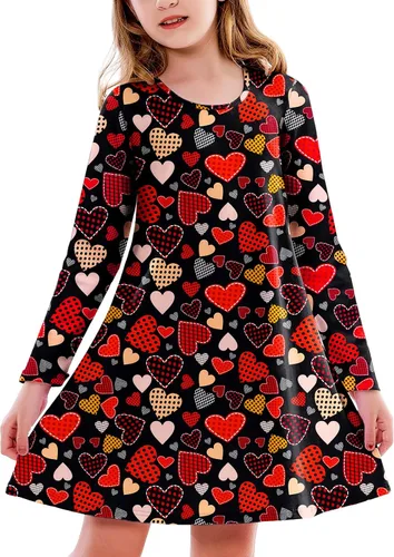 Vista 36 de Deerose Vestido de manga larga para niñas del día de San Patricio Mardi Gras, de 3 a 14 años Navidad café