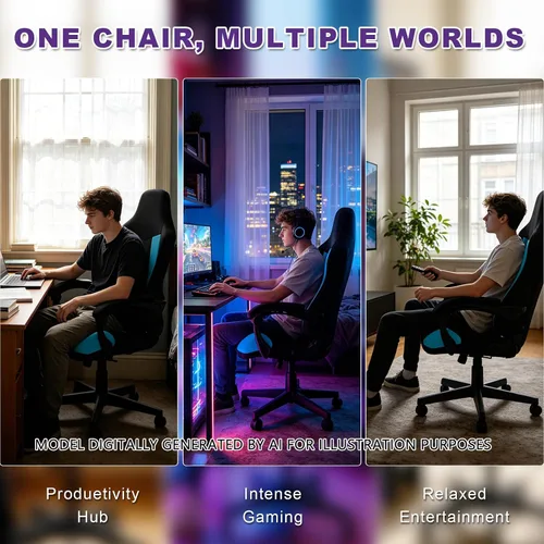 Vista 7 de Fundas para Sillas Gaming Solamente, Elásticas Suaves Gruesas de Malla Transpirable Resistentes a Rayones Funda de Asiento para Silla Gaming con 2