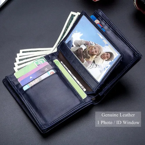 Vista 3 de BULLCAPTAIN Cartera plegable de cuero genuino de gran capacidadtitular de la tarjeta de crédito para los hombres con 15 ranuras para tarjetas