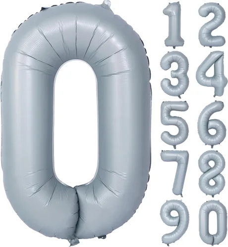 Vista 80 de Globos de 40 pulgadas con números de caramelo, papel de aluminio de helio, globos de látex de Mylar para fiesta de cumpleaños, decoración digital 0