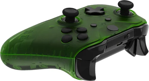 Vista 8 de eXtremeRate Transparent Clear Green Faceplate Side Rails for Xbox One Wireless Controller Model 1708, Replacement Front Housing Shell Panels for