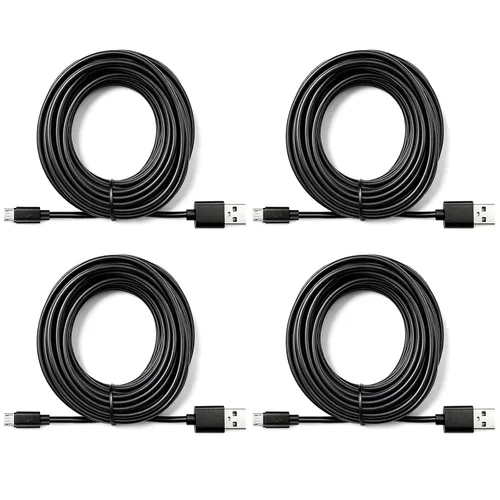 Vista 12 de Cable de extensión micro USB de 12 pies para Wyze Cam v3, Blink mini Blanco