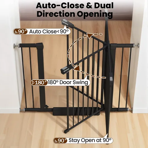 Vista 9 de Puerta de bebé para escaleras, puerta de perro de cierre automático de 26 a 40 pulgadas para puertas, puerta infantil montada a presión con puerta