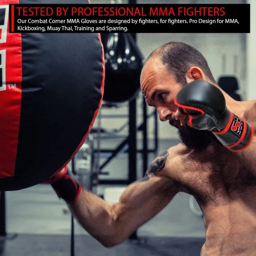 Vista 3 de Combat Corner Guantes de entrenamiento C2 MMA para hombres y mujeres, guantes de entrenamiento de kickboxing, Muay Thai, MMA Sparring