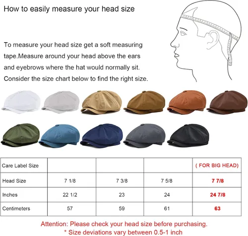 Vista 8 de BOTVELA Gorra plana de Newsboy para hombre, 100% algodón, Gatsby Ivy Golf Cabbie Hat