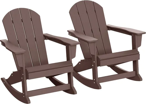 Vista 70 de WestinTrends Silla mecedora Malibu de poliéster para exterior/patio Adirondack, Negra