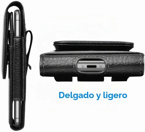 Vista 5 de Funda de cuero para iPhone 17 Pro, Samsung, Motorola, Xiaomi, funda de protección Huawei, funda de protección para teléfono con hebilla de cinturón