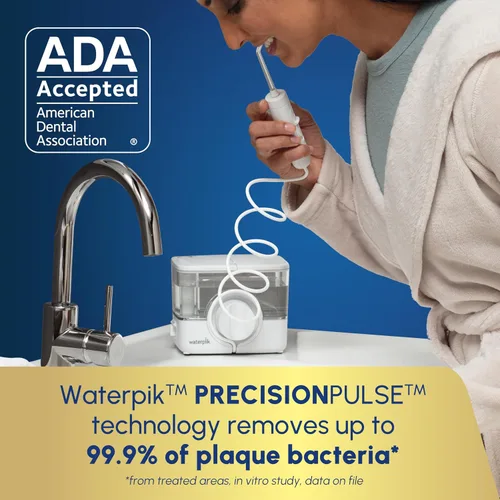 Vista 5 de Waterpik ION - Irrigador de agua portátil inalámbrico profesional con 7 puntas de hilo dental y enjuague oral TheraBreath Fresh Breath formulado por