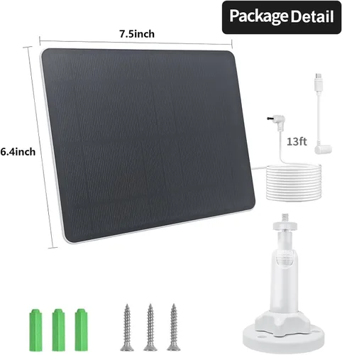 Vista 6 de Ring - Cargador de panel solar para cámara, compatible con batería Stick Up Cam, batería Spotlight Plus/Pro Cam, impermeable, carga rápida de 5 W 6