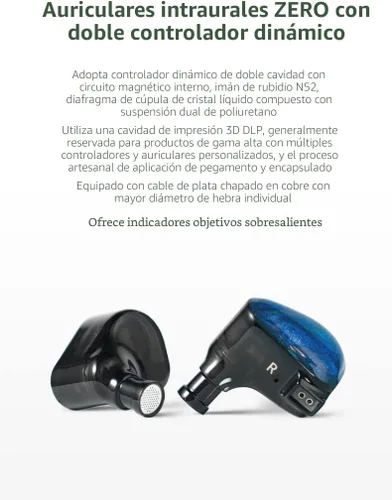 Vista 2 de Fanmusic TRUTHEAR x Crinacle Zero Auriculares con controladores dinámicos duales en el oído con auriculares de 0.78 y cable de 2 pines (Zero)
