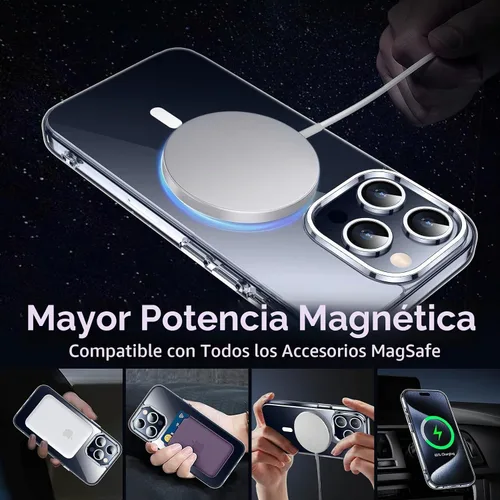 Vista 7 de Funda transparente diseñada para iPhone 15 Pro Max, compatible con MagSafe, antiamarilleo, protección contra caídas de grado militar, delgada, a