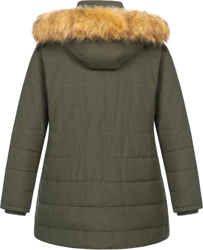 Vista 2 de Chrisuno Chaqueta acolchada de invierno para mujer, talla grande, abrigos de invierno largos, acolchados, impermeables, con forro polar, capucha