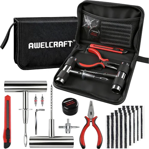 Vista 8 de AWELCRAFT Kit económico de reparación de neumáticos para fijar pinchazos y tapar planos, paquete de 10 piezas, ideal para automóviles, camiones