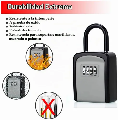 Vista 3 de Caja de cerradura de llave, caja de bloqueo de combinación con código para almacenamiento de llaves de casa, casillero combinado de puerta