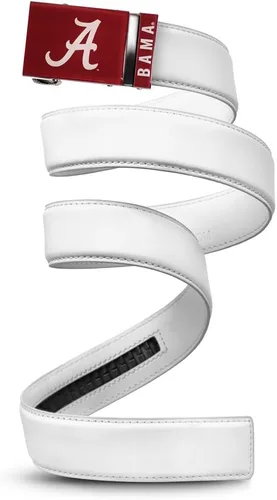 Vista 18 de Mission Belt Con licencia oficial de la NC Alabama Crimson Tide Crimson Tide (Cuero Negro)