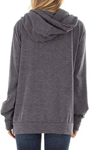 Vista 2 de Sudadera con capucha para mujer con cuello redondo y cordón
