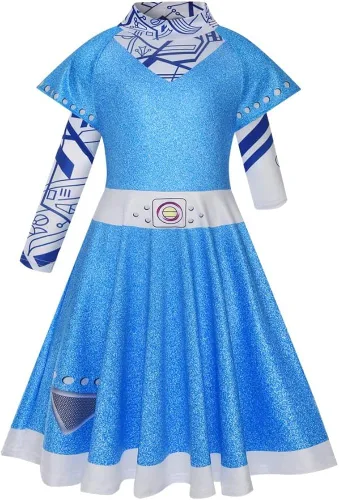 Vista 2 de Vestido de manga larga para niña, para otoño, invierno, de algodón, casual, a rayas, arco iris, Navidad, gráfico