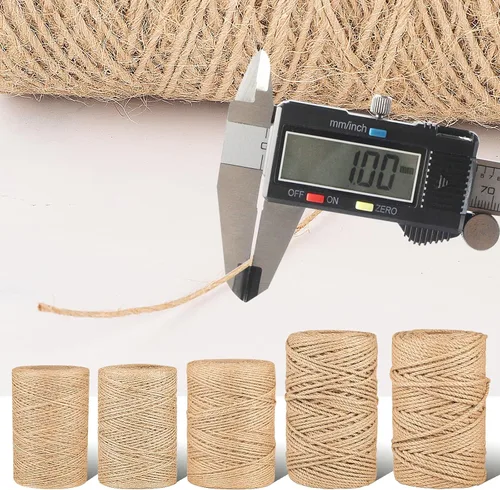 Vista 2 de Cuerda de yute natural de 0.039 in x 1312 pies, cuerda de yute a granel para manualidades, jardinería, envoltura de regalos, cordón decorativo