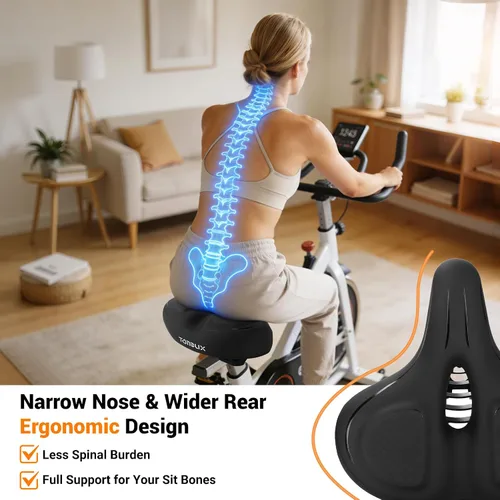 Vista 3 de TONBUX Wide Bike Seat for for Men & Women, Comfortable Peloton Bike Seat Cushion, Large Bicycle Seat for Stationary, Exercise, Ebike, Cruiser