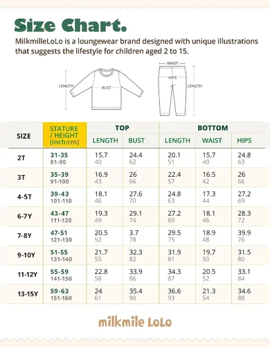 Vista 6 de MILKMILE LOLO 2T-15Y Toddler Kids Babyboys Babygirls Boys Girls Unisex 100%Cotton Stripe Pattern Longsleeve Outfitsets